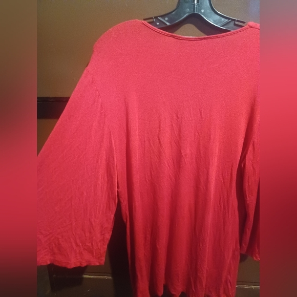 Red Ruched Blouse with Embellished Details (A) - Picture 7 of 11